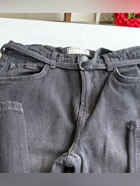 We The Free  Free People Women Sabine Slim Straight Black Jeans size 29 Stretch